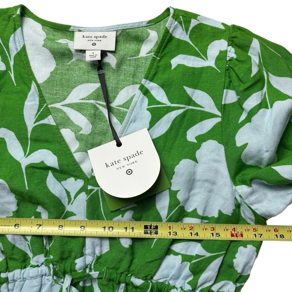 NWT Kate Spade x Target Classic Rose Linen Blend Maxi Dress Size S Pockets Green - Picture 8 of 13